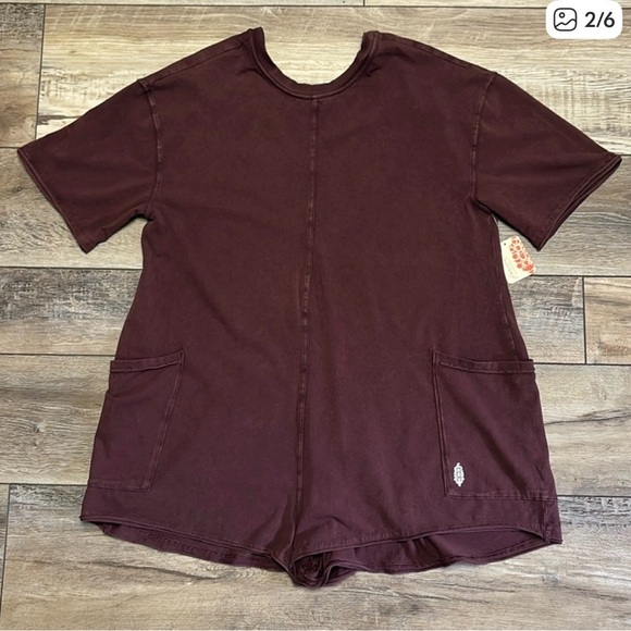 Free people hot shot tee romper chocolate( new with and without tag) - Picture 3 of 10
